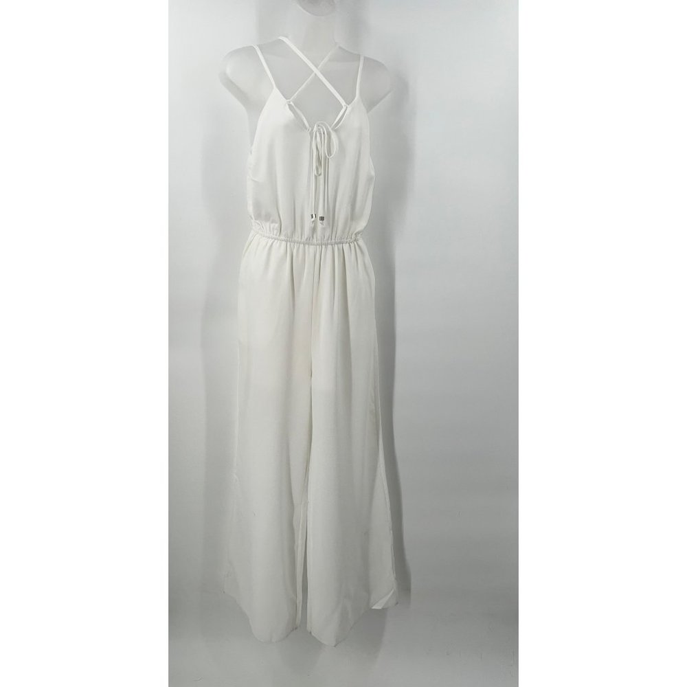 New Main Strip Sheer White Jumpsuit Size Medium